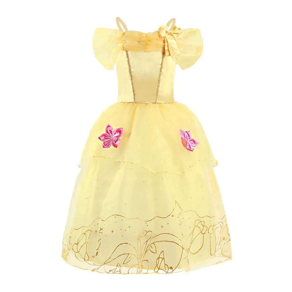 Kid Princess Dress Girl Summer Fancy Party Clothes Children Rapunzel Cinderella Belle Sleeping Beauty Christmas Carnival Costume
