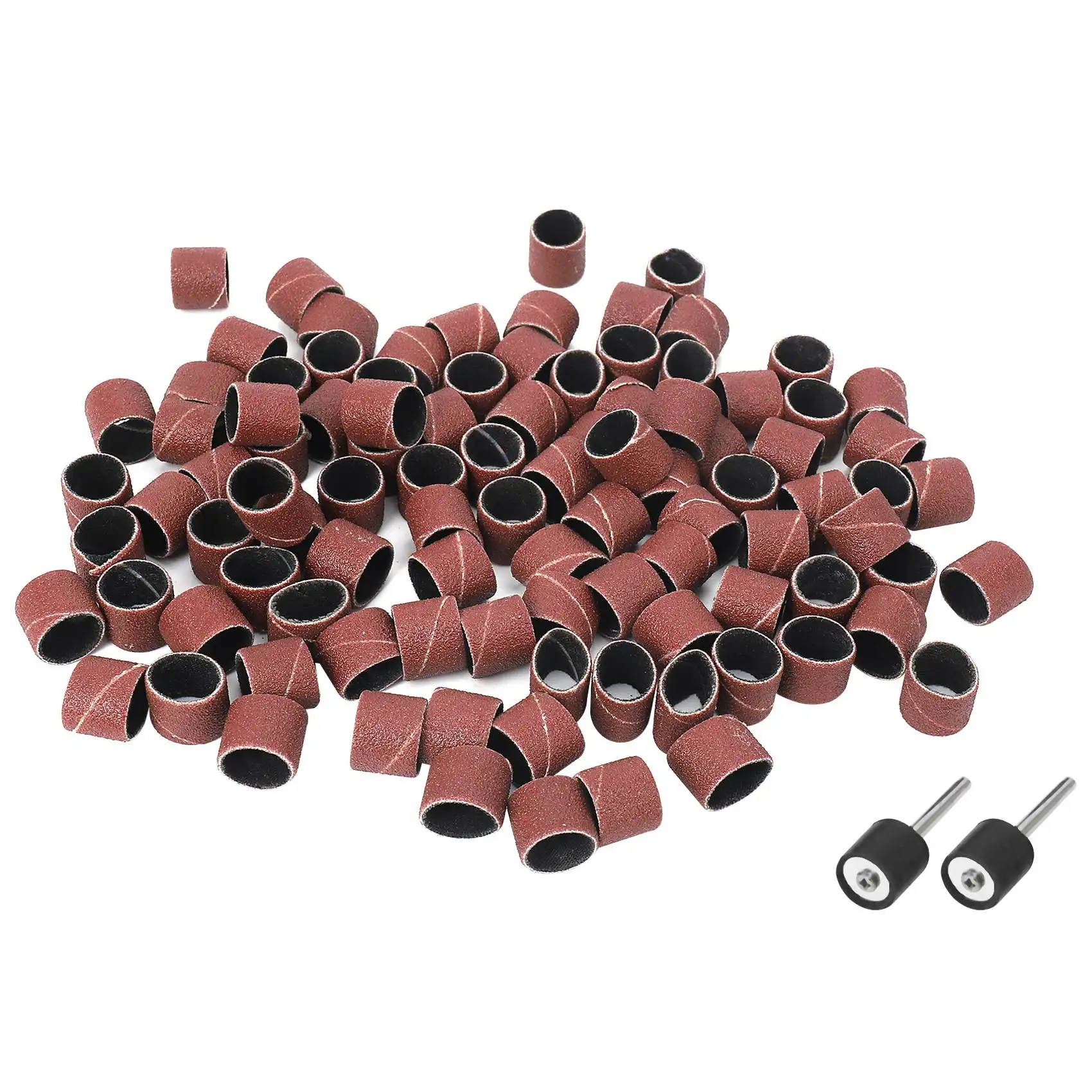

100pc 1/2" Sanding Bands Kit with 2 Sanding Drum Mandrel For Tools