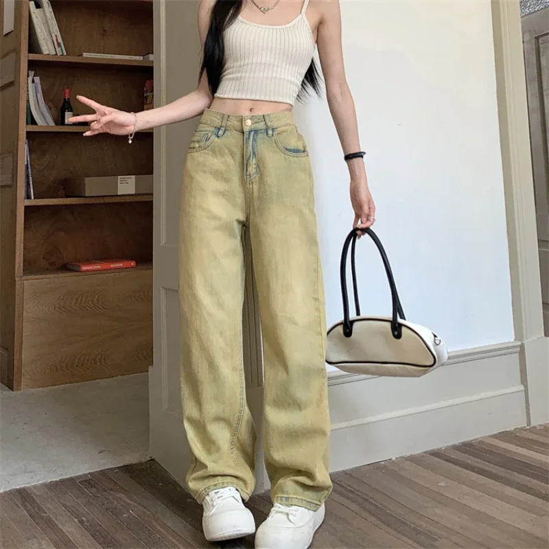 Женские универсальные джинсы ZOENOVA свободные прямые джинсовые брюки в стиле ретро