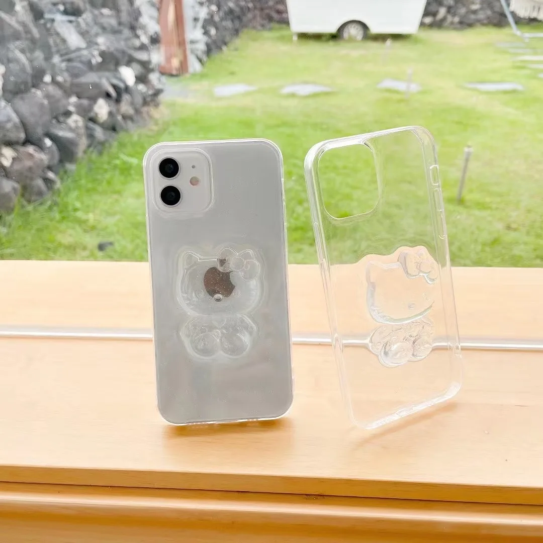 

For IPhone 7 8 Plus Case Cartoon Kitty Transparent Crystal Cover for IPhone 11 12 Pro X XR XS Mini Max Shockproof Phone Case