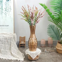 Bamboo Handmade Floor Vase Drop-Resistant Non-Fragile Bedroom Living Room Golden Modern Light Luxury Flower Arrangement