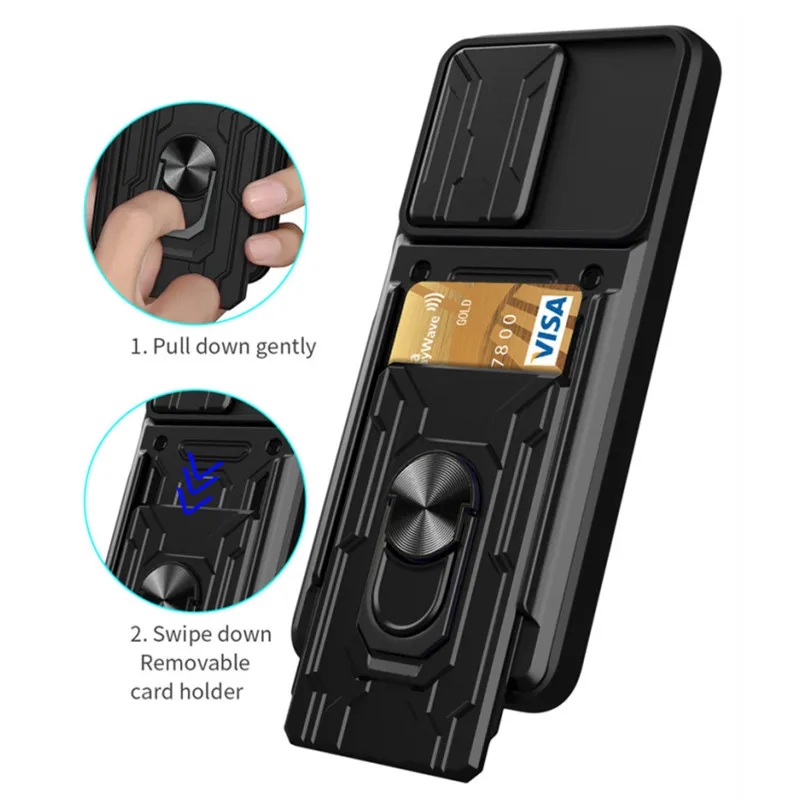 

For Xiaomi Poco F4 5G Case Car Magnetic Ring Bracket Armor Back Cover For Poco Poko Pocco Little F4 F 4 PocoF4 Card Slot Cases