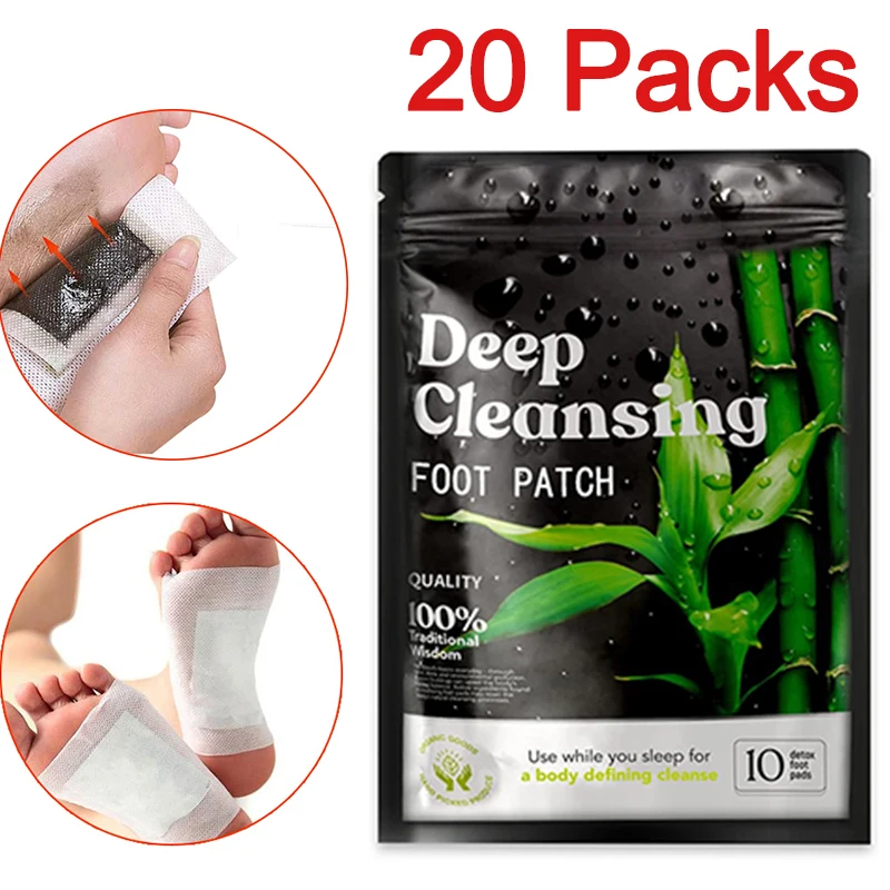 

20 Packs Detox Foot Patches for Stress Relief Deep Sleep Natural Bamboo Vinegar Ginger Feet Treatment Body Cleansing Health Care