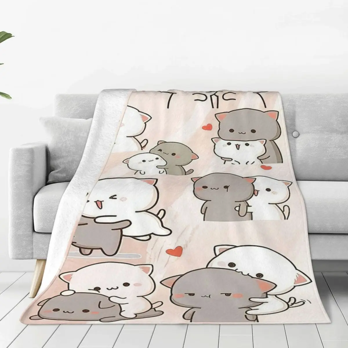 

Kawaii Peach And Goma Collage Cartoon Blankets Velvet Decor Mocha Mochi Cat Soft Throw Blanket for Bed Bedroom Plush Thin Quilt