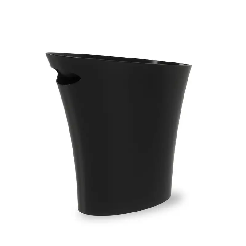 

gal Skinny Polypropylene Open Top Bathroom Garbage Trash Can, Black