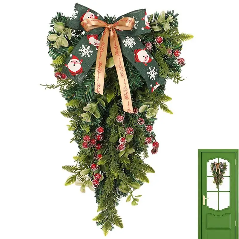 

Front Door Christmas Red Wreath Hanging Artificial Garlands Window Outdoor New Year Navidad Home Decoration 2023