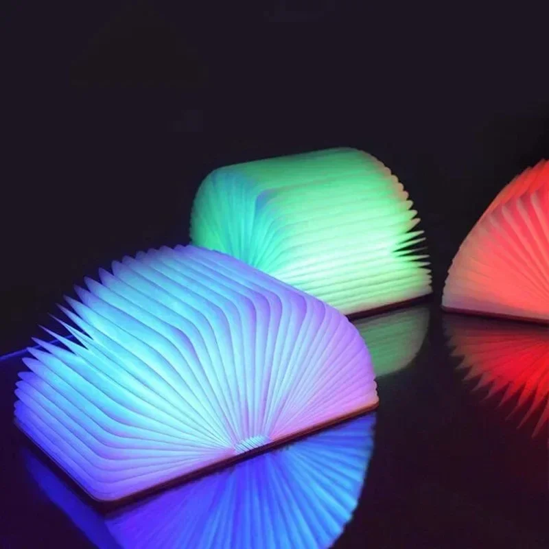 Креативный 3D складной светодиодный ночник RGB Цвет USB Перезарядка Деревянные