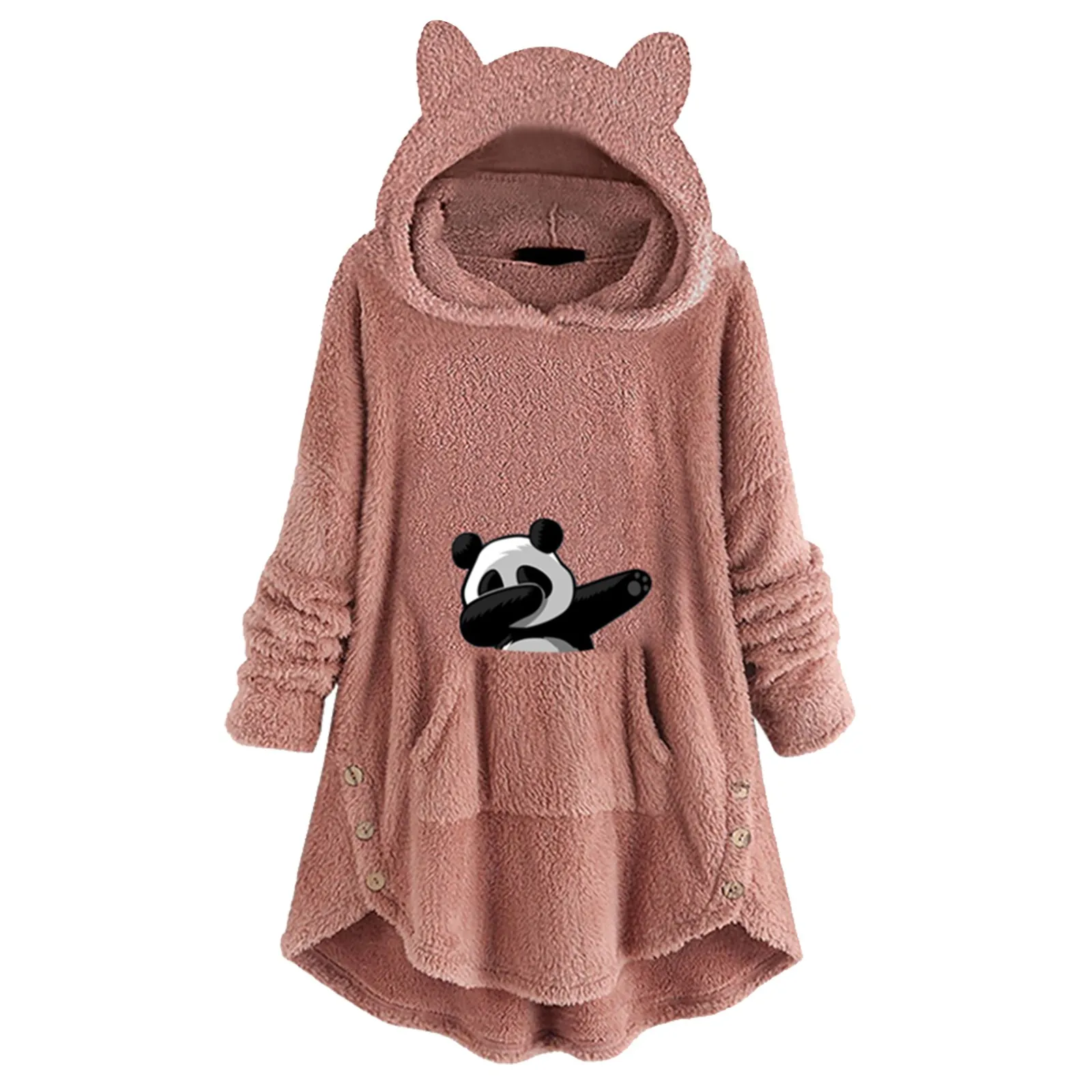 

Ladies Fashion Cat Ear Hoodie Fleece Pocket Sweatshirt Button Cute Large Hooded Hoodie Women over Sized Hoodies for Women
