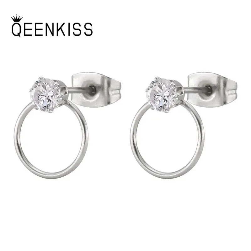 

Женские и мужские серьги-гвоздики QEENKISS EG8148 из титановой стали AAA