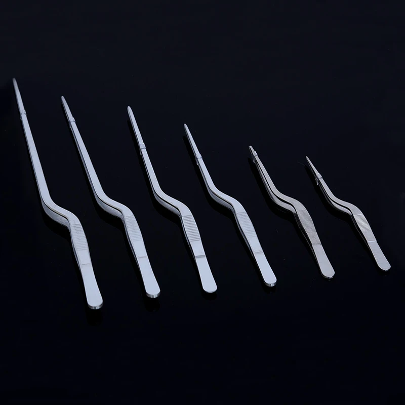 

5pcs/10pcs Stainless Steel Spear Shaped Curved Tweezer 14/16/20/23/26/30cm Thicken medical Surgical Tweezer for Laboratory