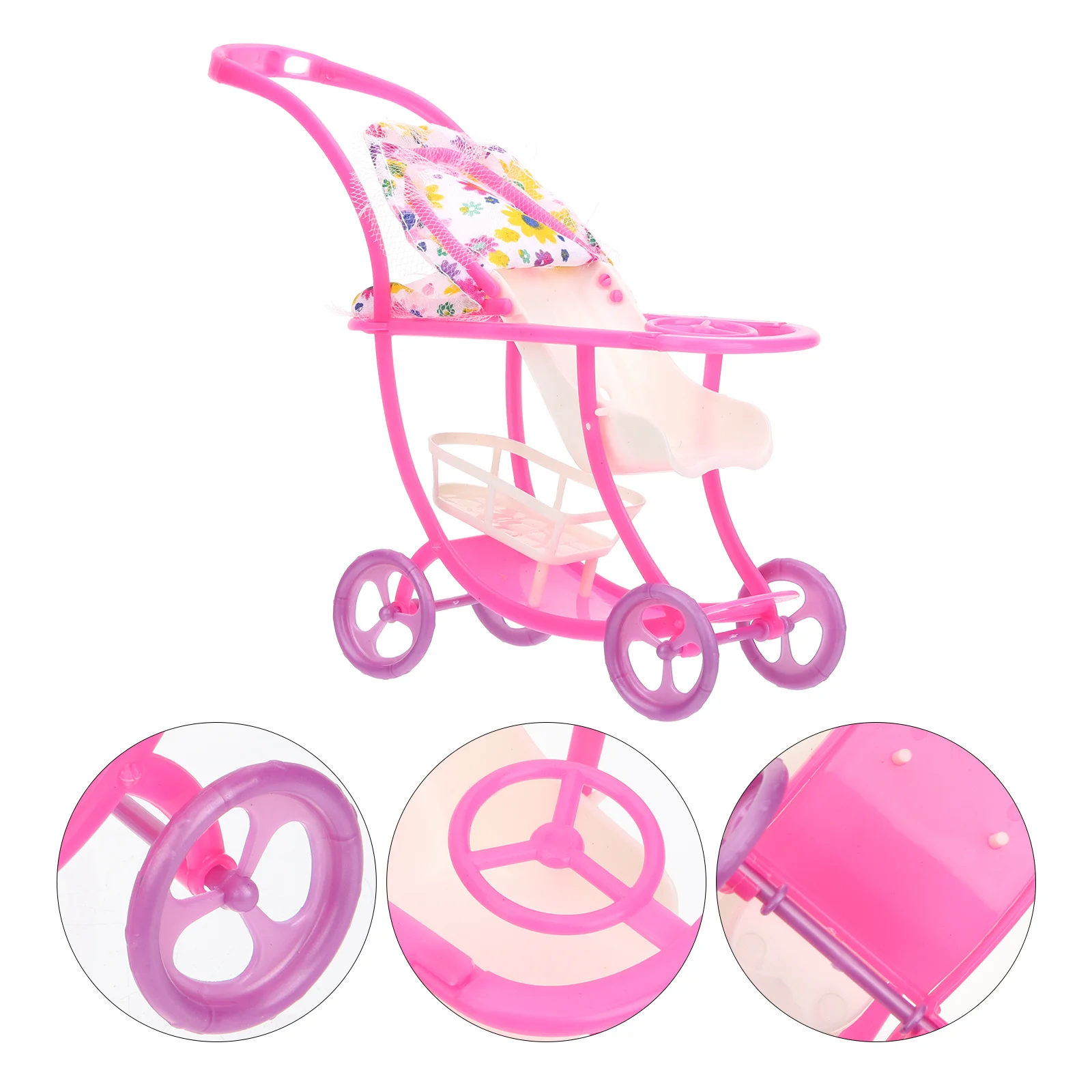 

3 Pcs Makeup Sponge Baby Stroller Kids Miniature Strollers Dollhouse Ornament Plastic Miniatures Child