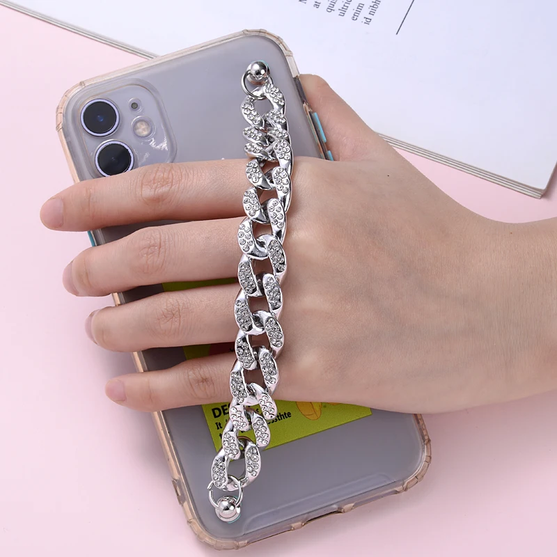 New Charms Lady Women TelePhone Chains Strap Jewelry Gold Silver Colors Acrylic Mobile Phone Chain DIY Handmade Accessories