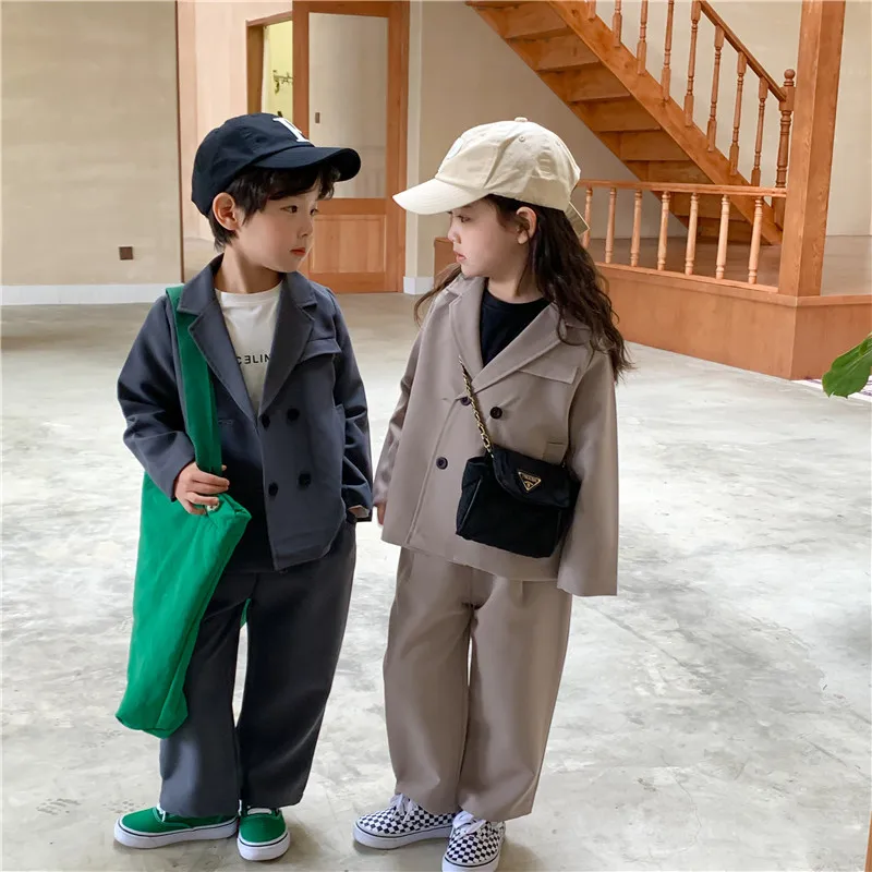 

Spring Autumn Children Fashion Suit Clothes Sets Kids Solid Color Tailoredsuit Suit Jacket and Suit Pants 2pcs Sets
