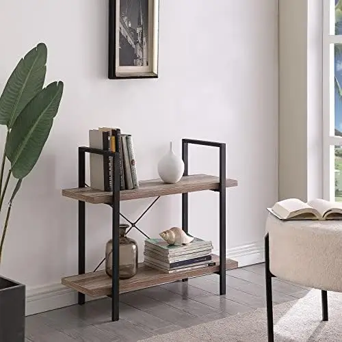 Shelf Bookshelf, Bookcase Shelf,Rustic Small Book Shelf, Industrial Metal Storage Shelves for Home Office, Bedroom, Kitchen, Bat