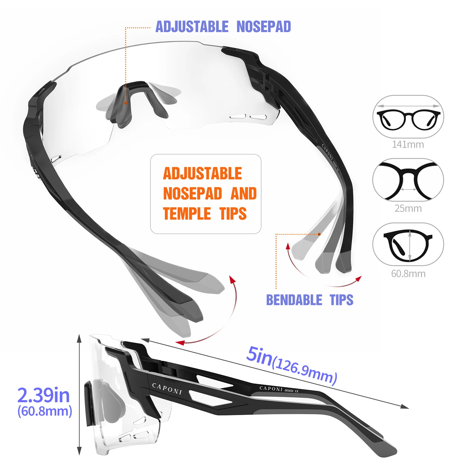 CAPONI Мужские солнцезащитные очки велосипедные с градиентом фотохромные защитой