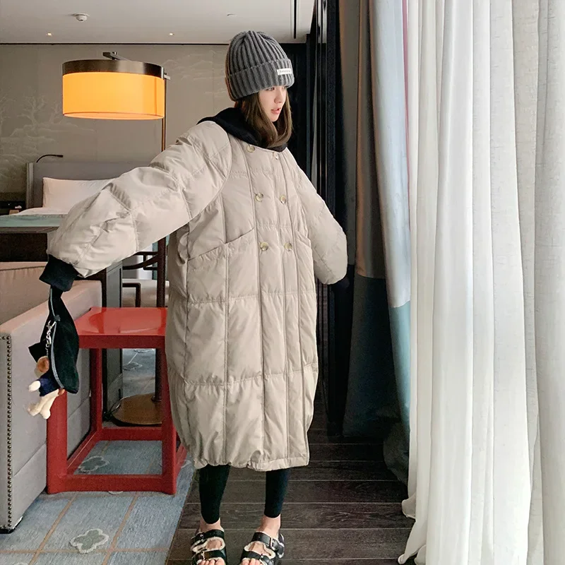 Женская зимняя утолщенная куртка с хлопковой подкладкой из двух частей вязаная