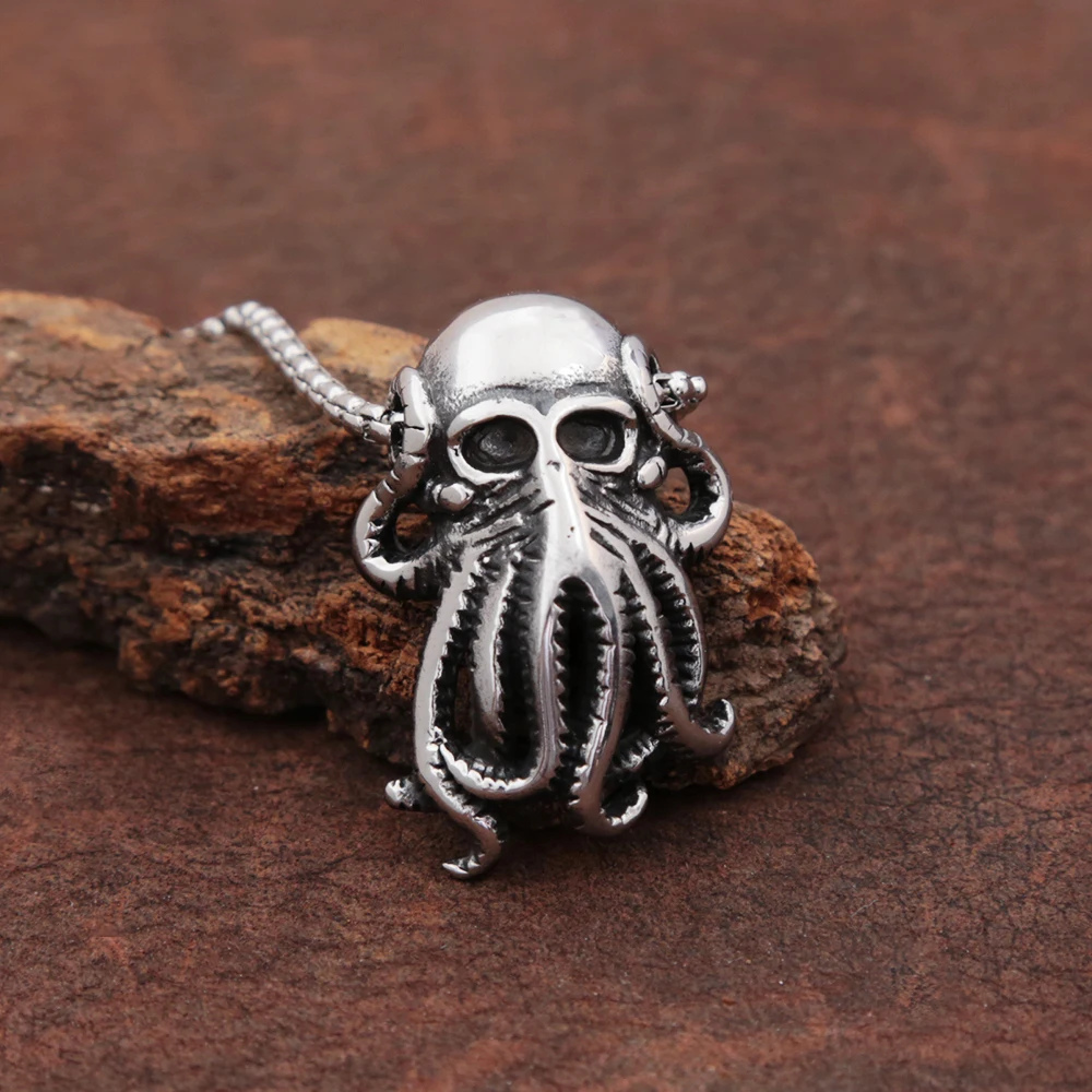 

Gothic Cthulhu Octopus Pendant Necklace Stainless Steel Punk Hip Hop Octopus Animal Chain Necklace Fashion Street Men's Jewelry