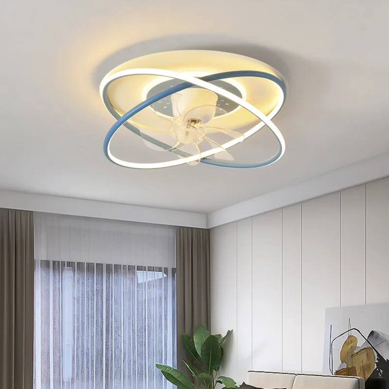 Modern Minimalist Shaking Head Fan Lamp Children's Bedroom Ceiling Ceiling Fan Lights Dining Room/Living Room Study Lamp Smart F