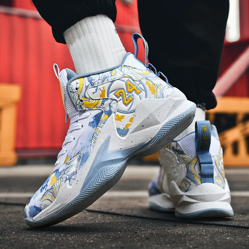 Spring Unisex Purple Men's  Basketball Sneakers Professional High Top Women's Sports Shoes Comfortable Basketball Shoes for Men