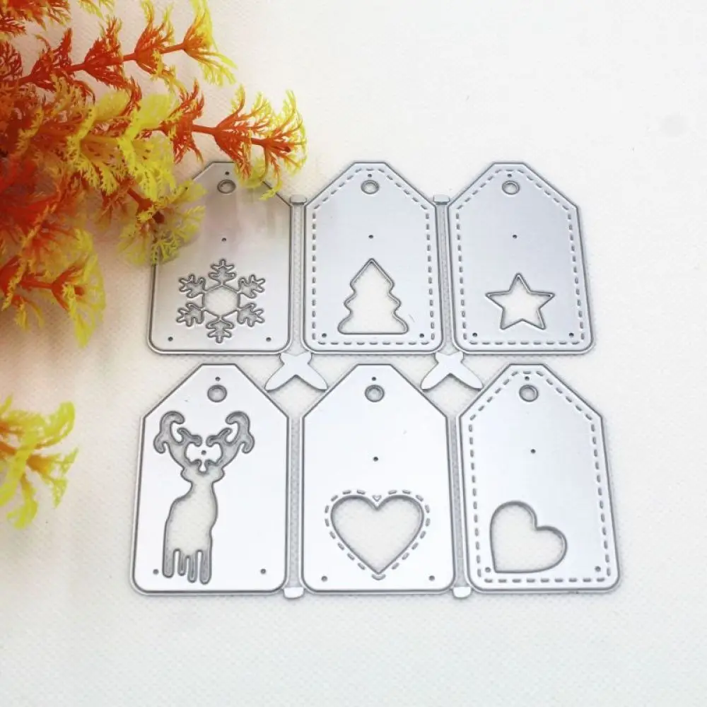 Снежинка елки ярлык в форме сердца из металла Сталь кадров Трафаретный вырубной