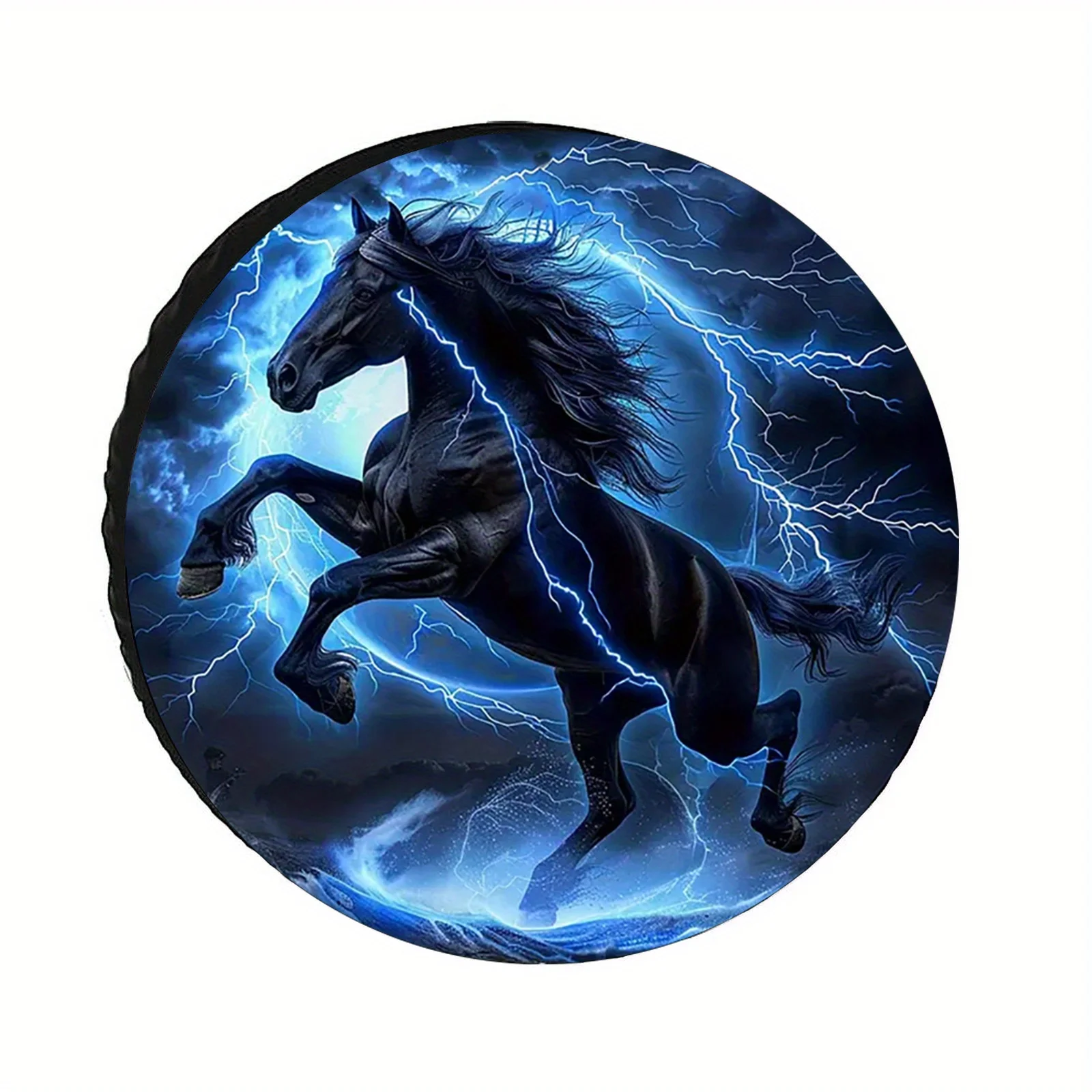 Фото Подходит для всех автомобилей — динамический дизайн Black Horse и Blue Lightning, прочные устойчивые к атмосферным воздействиям покрышки с легкой установкой, Sc №1