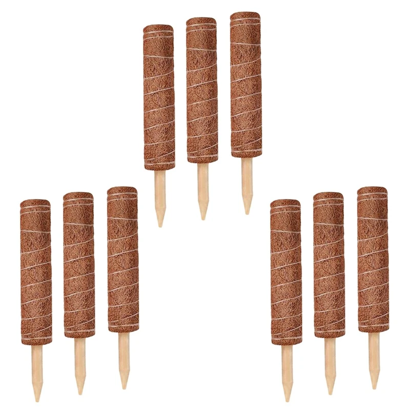 

9PCS Plant Climbing Coir Totem Pole Safe Gardening Coconut Palm Stick For Support Plants Climbing Vines And Creepers