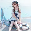 Japan Anime Girl Kawaii Cosplay Costume School Student Sukumizu Bow Open Collar Bandage Bodysuits Female Swimsuit Top Skirt Set 2