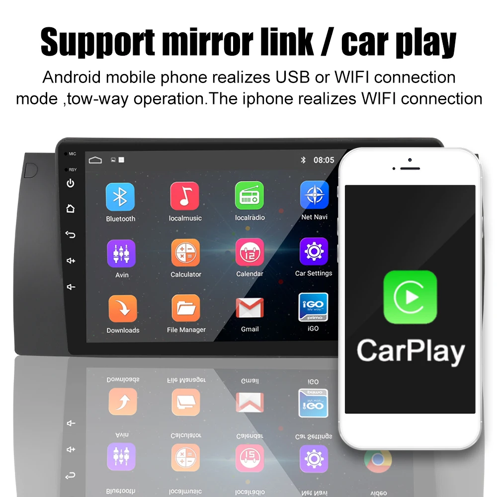 GPS Bluetooth Wi-Fi 9 дюймов Аудио Видео автомобильное радио Android 10 1 для BMW 5-серии (E39) 1995-2003