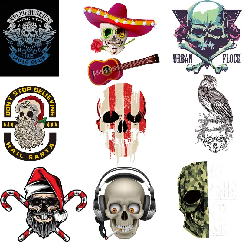 

Skull Patch Grim Reaper Punk Patches Heat-adhesive Clothing Tactical Patches Iron on Patches for Clothes Applique Stickers badge