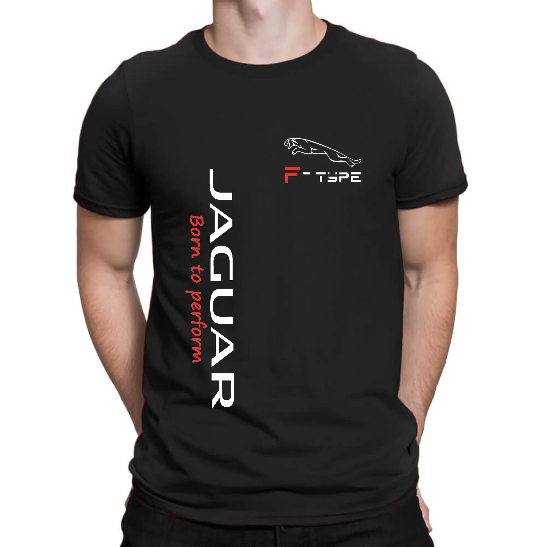 

2023 Hot Sale Summer 100% Cotton Jaguar Car Enthusiast Top Racing Black T Shirt Men Short Sleeves Tee Hip Hop Streetwear T-shirt