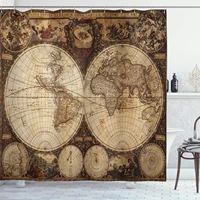world map shower curtain old world map drawn in 1720s nostalgic style art historical atlas vintage fabric bathroom decor set
