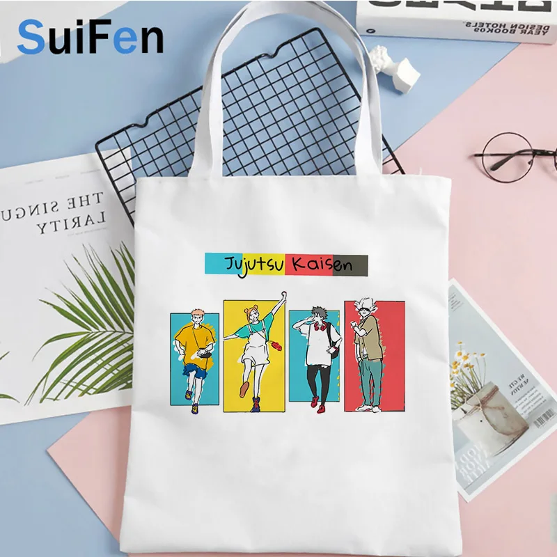

Jujutsu Kaisen shopping bag reusable handbag grocery eco recycle bag bolso bag net jute sac cabas reusable grab