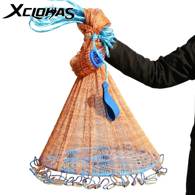 

Литая рыболовная сеть Easy throw, американская рыболовная сеть 3-7,2 м с грузилами, мелкая сетка, обновленные инструменты для спорта на открытом во...