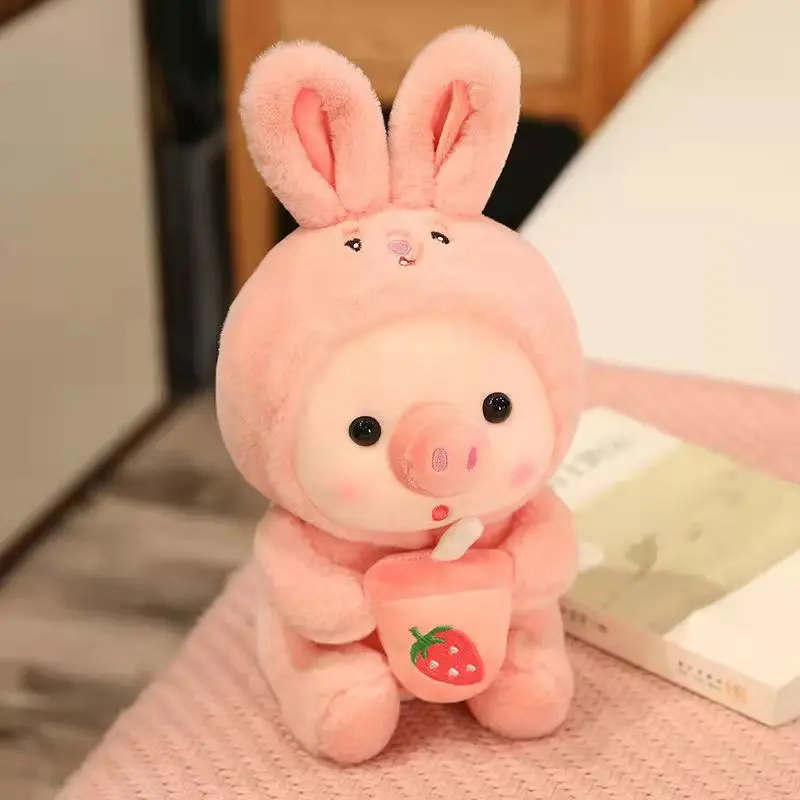 

Cartoon Pig Stuffed Animals Plush Toys Kawaii Soft Doll Dress Up Rabbit Frog Tiger Kids Plush Pillows Girls Gift Cute Room Decor