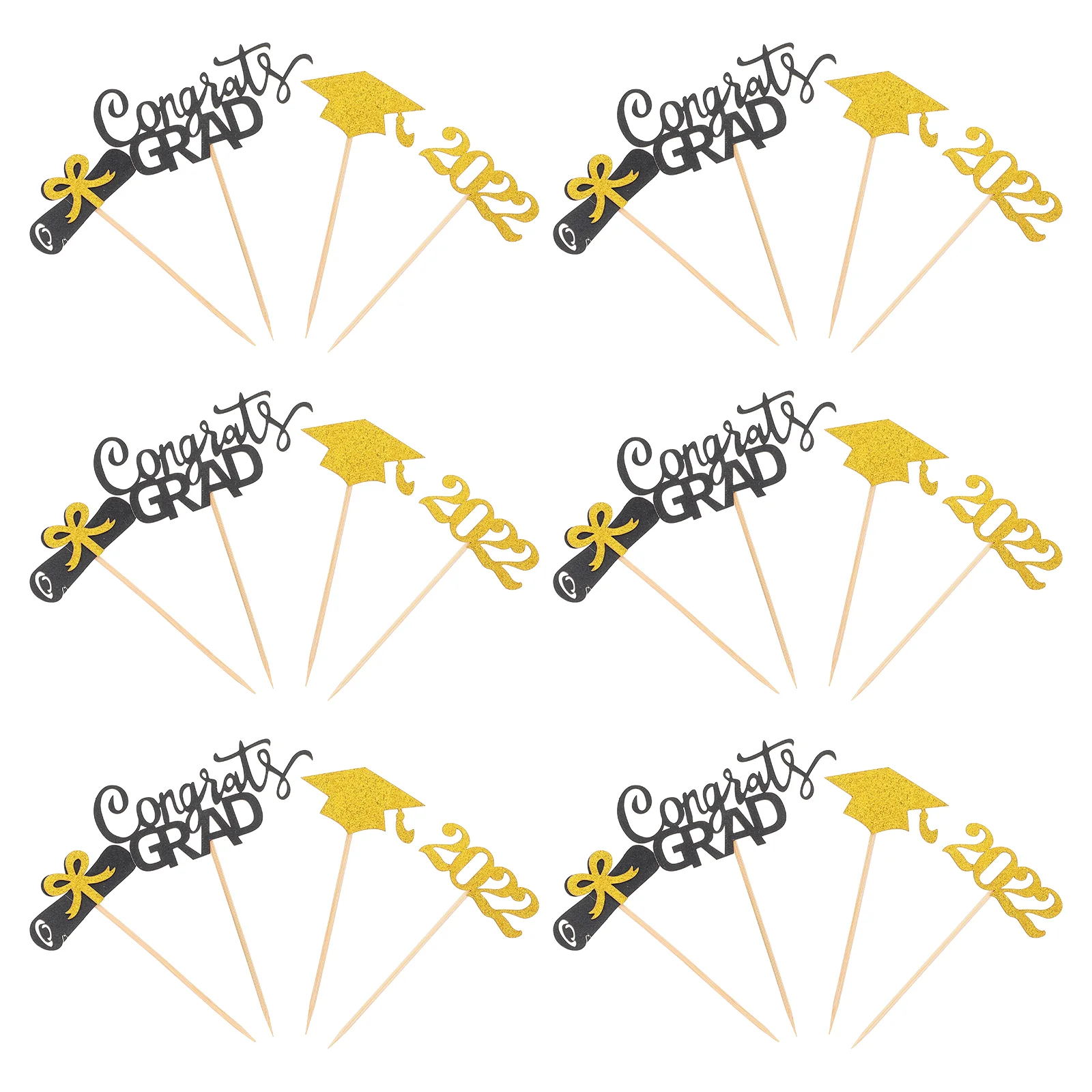 

28pcs Graduation Theme Cake Insert Decor Party Photo Props Pretty Cupcake Picks