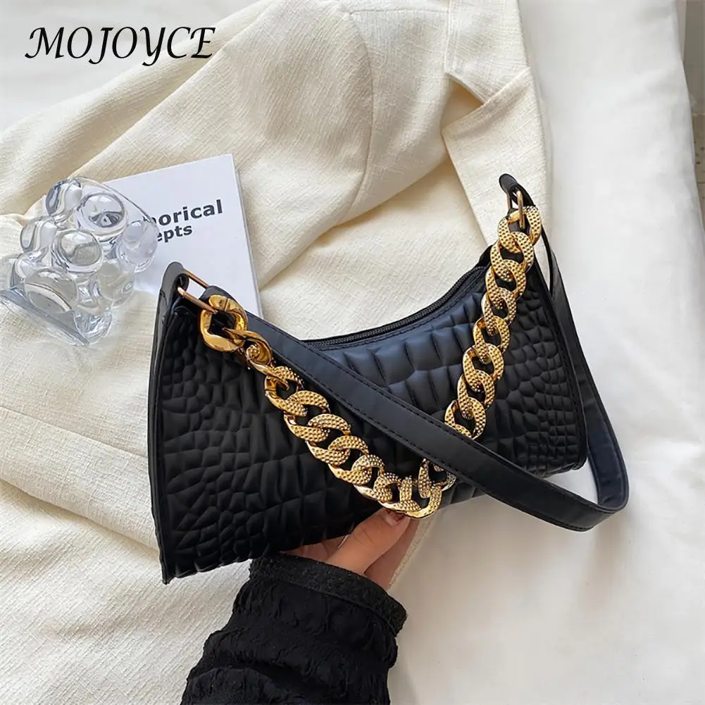 

Модная женская сумка через плечо с узором «Аллигатор», кожаные сумки на толстой цепочке с ручками сверху, однотонная сумка на молнии для под...