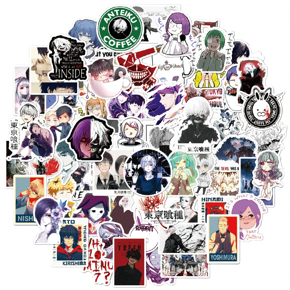 

10/30/66Pcs Anime Tokyo Ghoul Sticker Graffiti Decoration Wall Backpack Laptop Phone Car Skateboard Waterproof Cool Sticker Toy