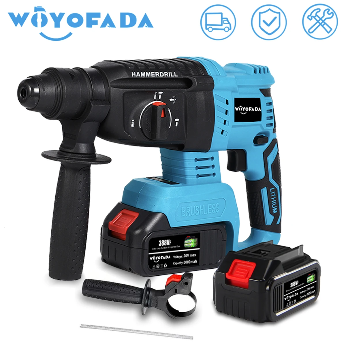 

18V 4 Functions Electric Cordless Rotary Hammer Drill Rechargeable Hammer 27mm Impact Drilll For 18V Makita Battery
