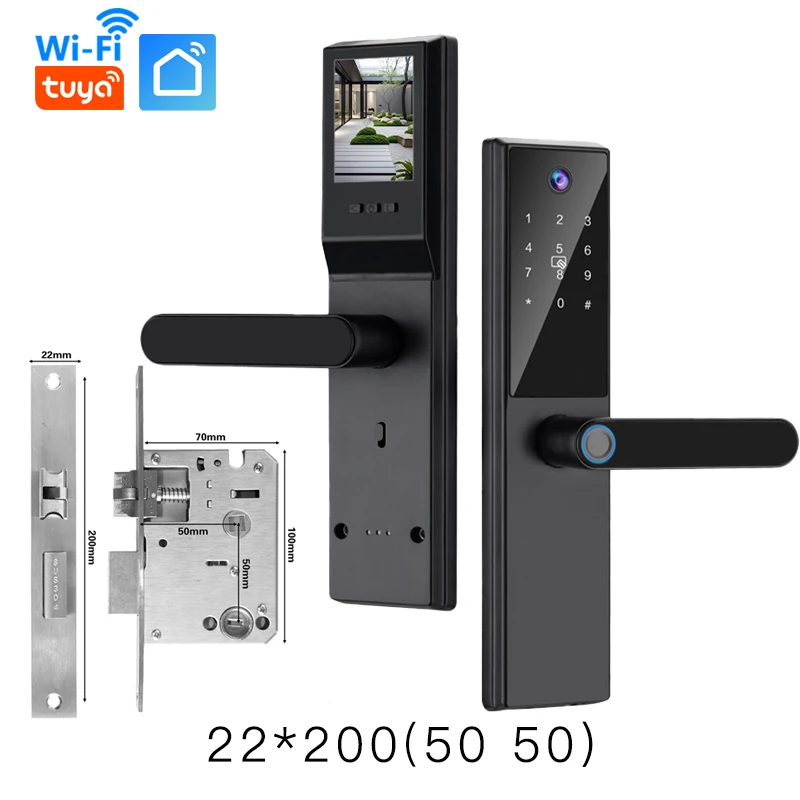 Умный деревянный дверной замок Tuya с датчиком отпечатков пальцев