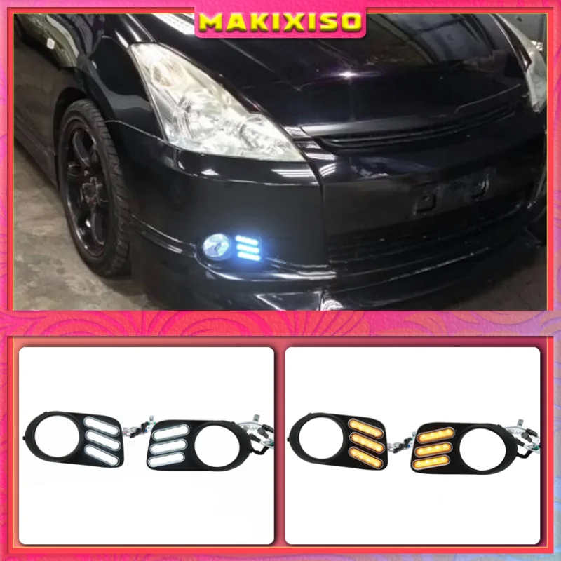 

Светодиодный ные фасветильник для TOYOTA WISH 2004 2005, дневные ходосветильник огни, светодиодсветодиодный противотуманные фары, противотуманные ...