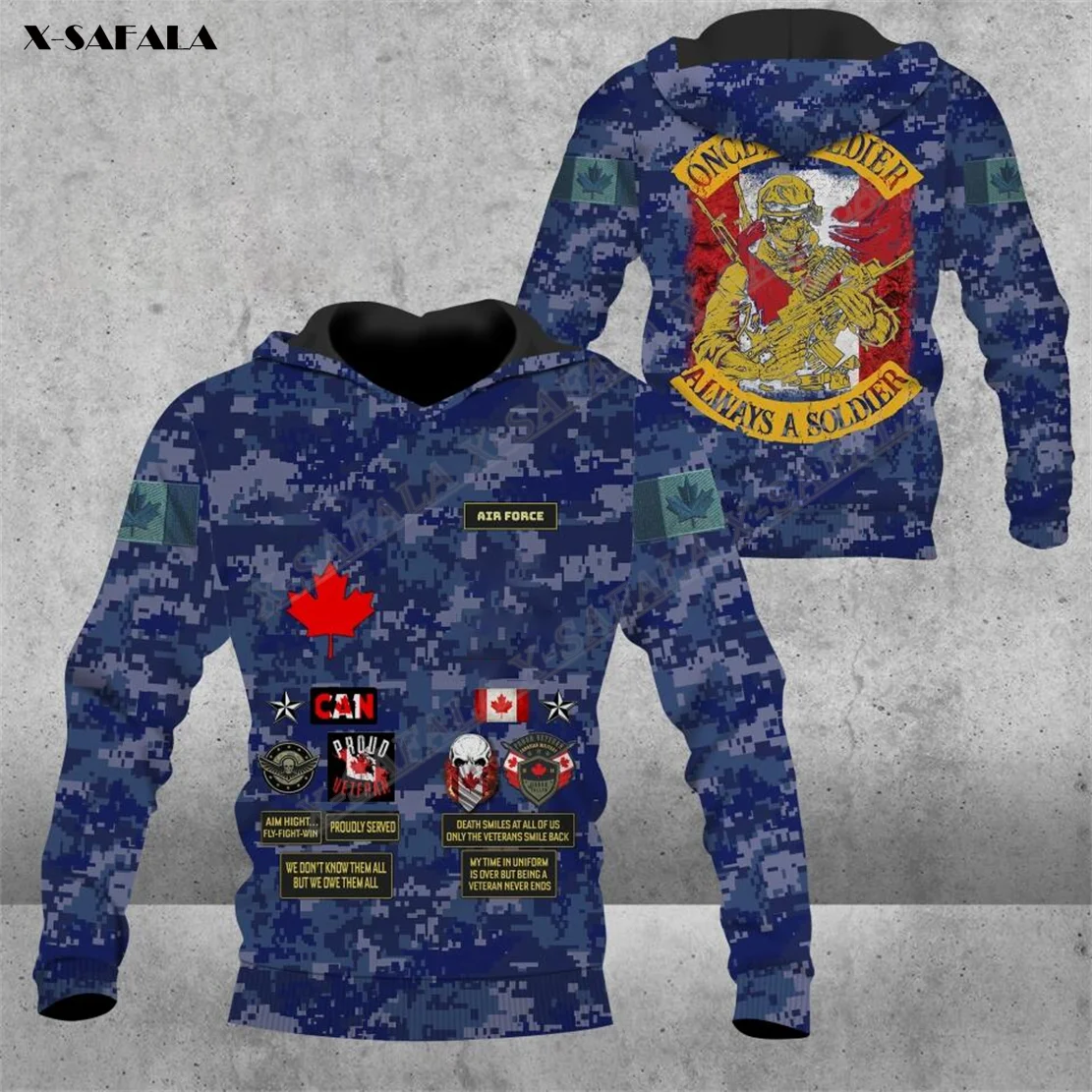 

Canada Canadian Air Force Camo Soldier Veteran 3D Print Hoodie Man Outwear Hooded Pullover Casual Coat Breathable High Quality