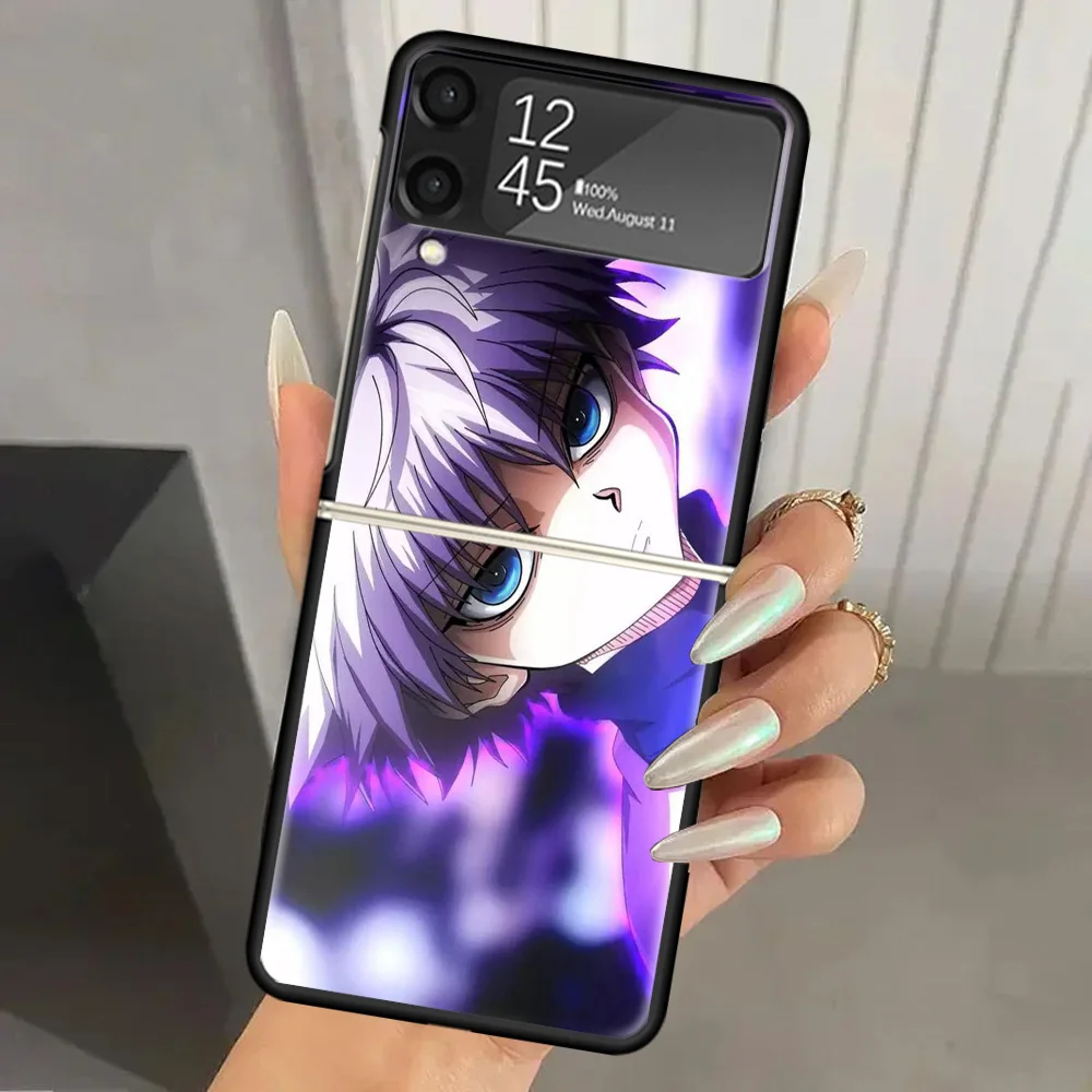 Hunter HXH Killua Жесткий чехол для телефона из ПК Samsung Galaxy Z Flip 6 5 4 3 черный ZFlip6 Flip5 Flip4 5G