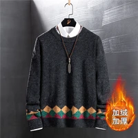 thick warm new pullover men sweater autumn winter fashion vintage round neck pullover casual sweaters tops college style loose
