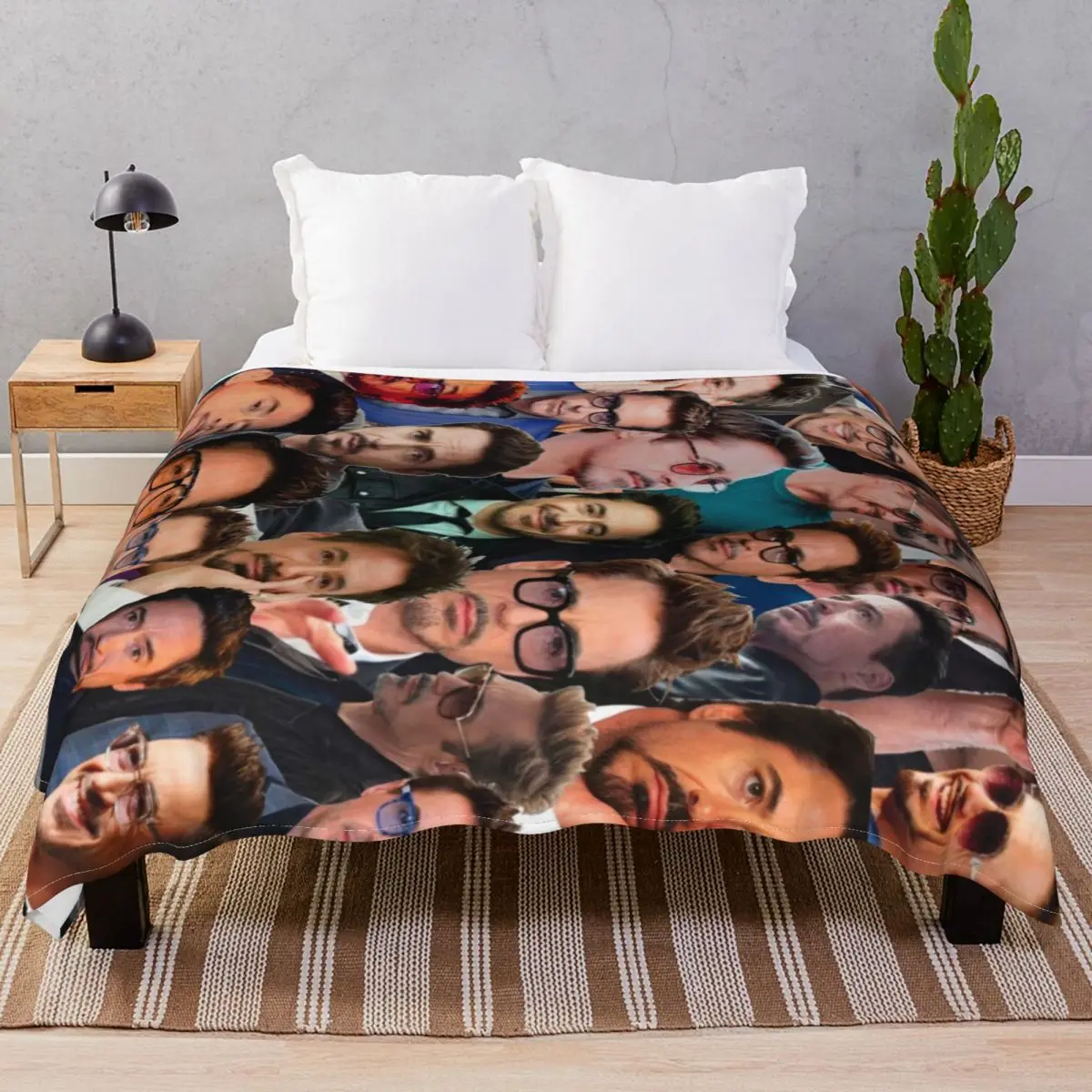 

Robert Downey Jr Photo Collage Blanket Flannel Plush Decoration Multifunction Throw Blankets for Bedding Sofa Camp Cinema