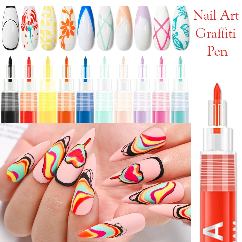 

1 Pc Nail Art Graffiti Pen Waterproof Drawing Painting Liner Brush DIY Flower Abstract Lines Details Nail Art Manicure Tools