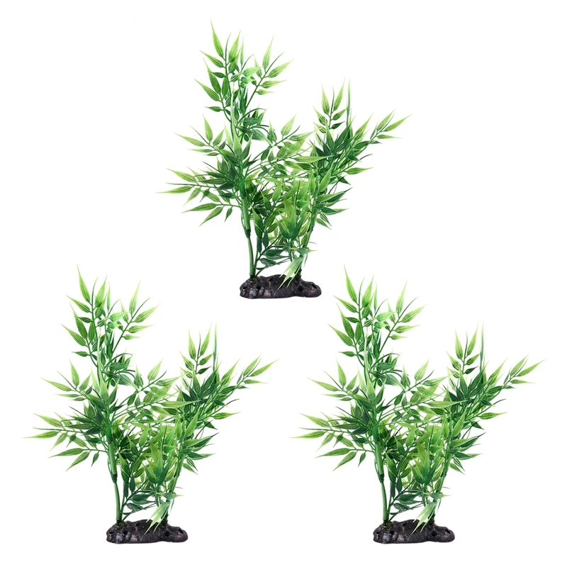 

3X Green Bamboo Leaves Shaped Decorative Artificial Grass For Aquarium Fish Tank