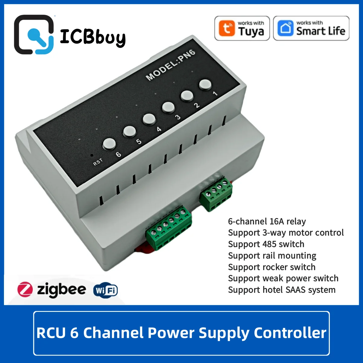 QSZNTEC Модуль релейного переключателя Zigbee WIFI 6 CH 16A