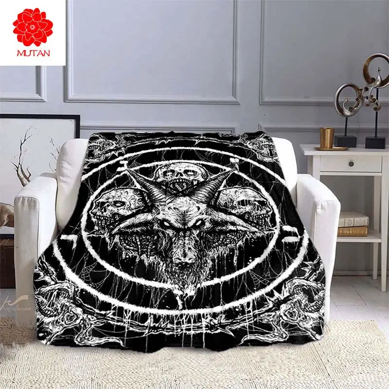 

Плед в виде черепа, плюшевое одеяло сатаны, украшение на Хэллоуин, мягкое одеяло в виде черепа, для дивана, стула, кровати, одеяло