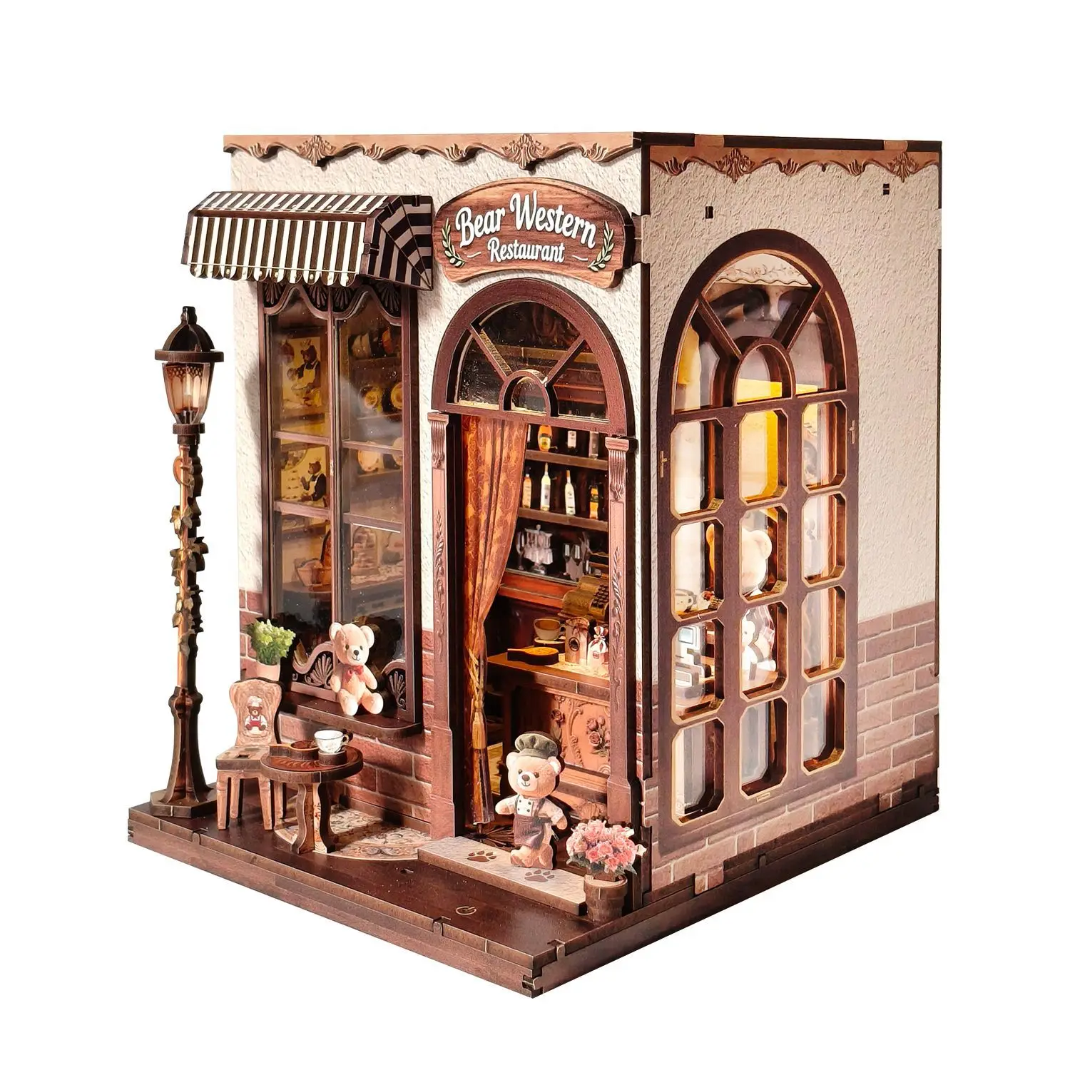 Фото Набор для создания книжного уголка Bear Dessert House: миниатюрный кукольный домик, деревянный 3D-пазл, модель книжной полки, подставки для книг, декор для дома №2