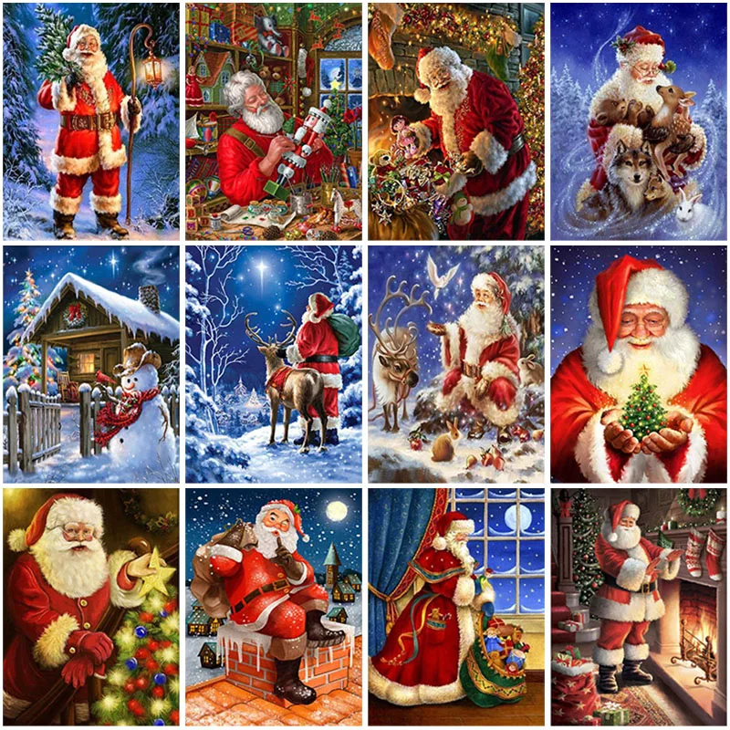 

DIY Santa Claus 5D Diamond Painting Full Square Drill Resin Cartoon Diamond Embroidery Mosaic Christmas Gift Home Decor Wall Art